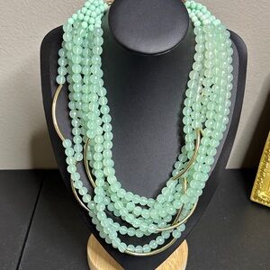Zenzii Green Beaded Multilayer Statement Necklace